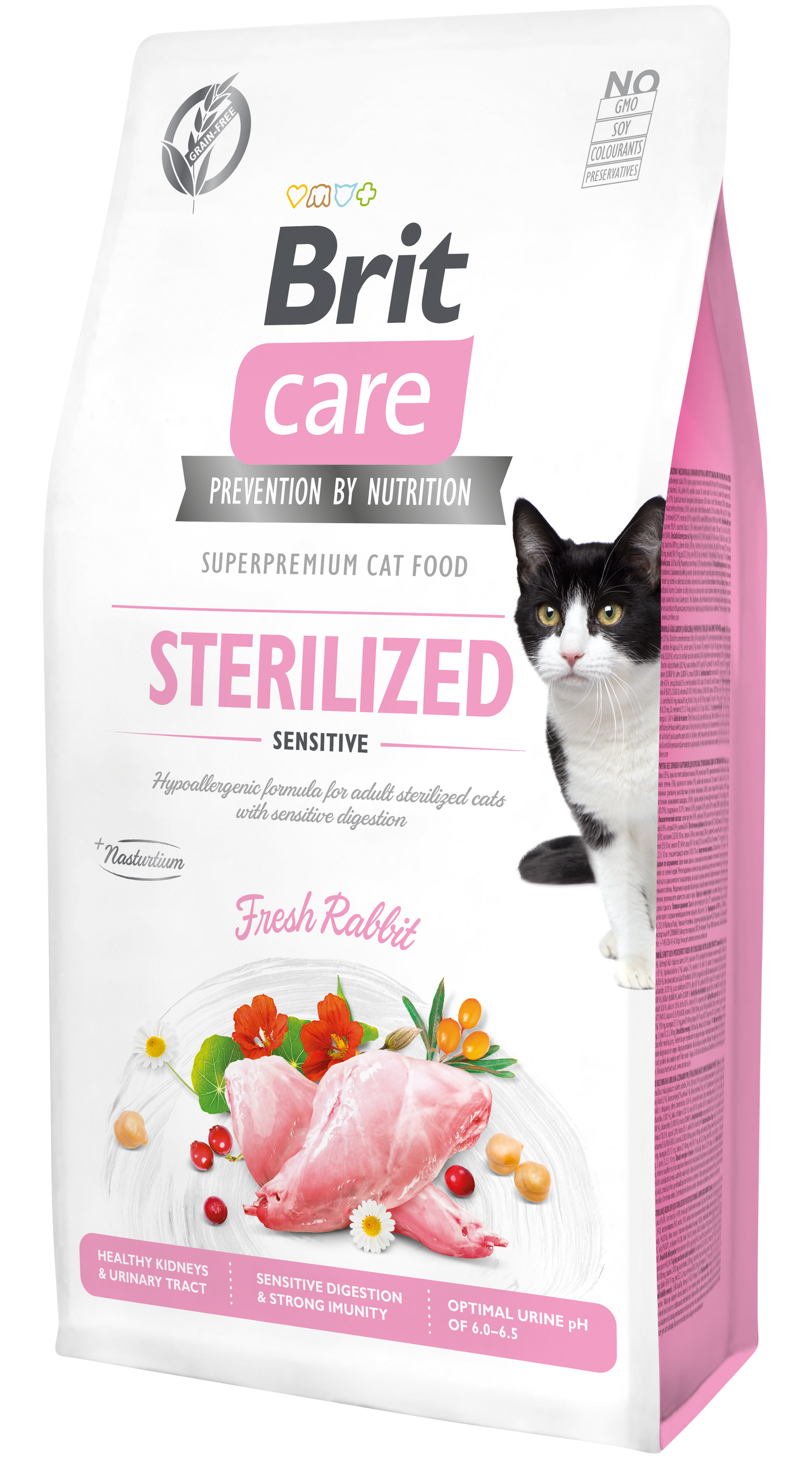 Brit Care Cat STERILISED - SENSITIVE NYÚL Hipoallergén, Gabonamentes