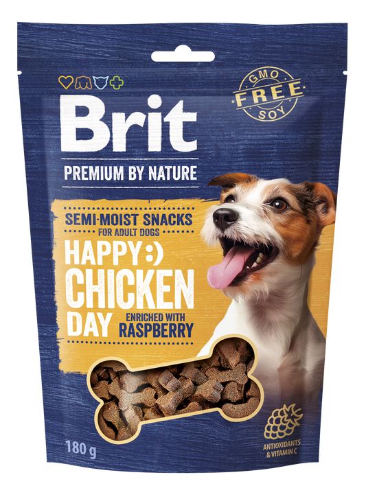 BRIT Premium by Nature Félnedves jutalomfalat kutyáknak Csirkehús málnával 180 g