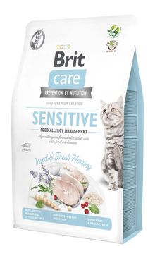 Brit Care Cat SENSITIVE FOOD ALLERGY MANAGEMENT ROVAR ÉS FRISS HERING Hipoallergén, Gabonamentes